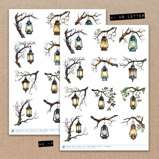 DDD010321_FC Lantern Hanging from Branch Fussy Cut Sheets