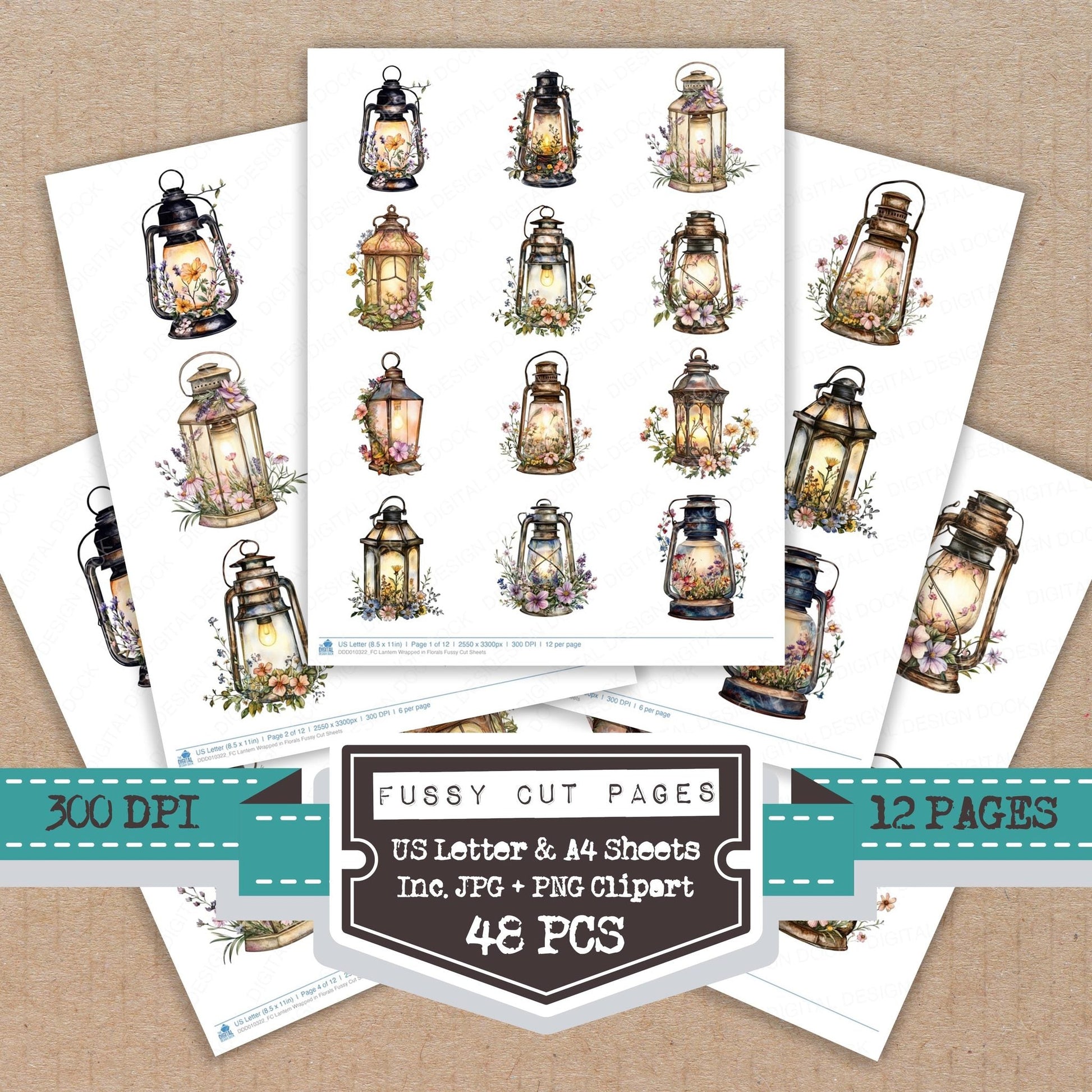 DDD010322_FC Lantern Wrapped in Florals Fussy Cut Sheets