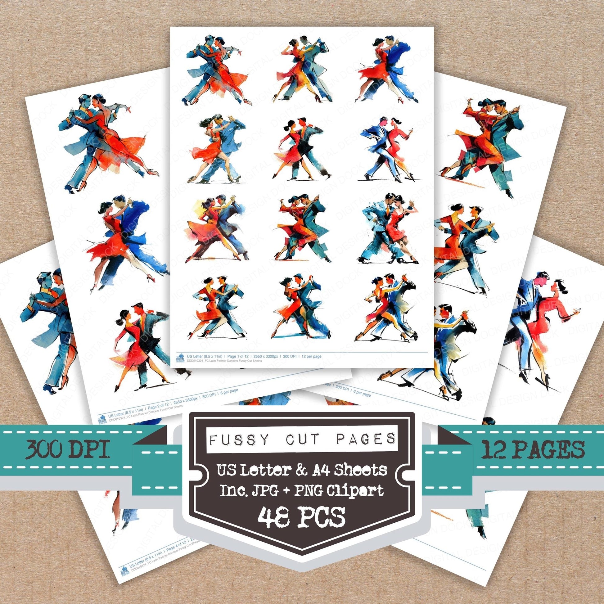 DDD010324_FC Latin Partner Dancers Fussy Cut Sheets