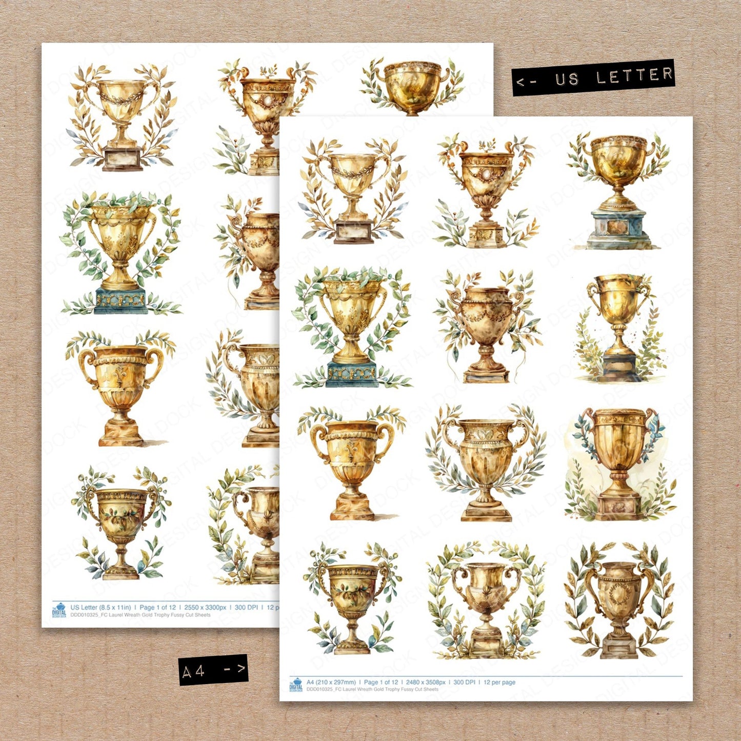 Laurel Wreath Gold Trophy Fussy Cut Sheets (DDD010325)