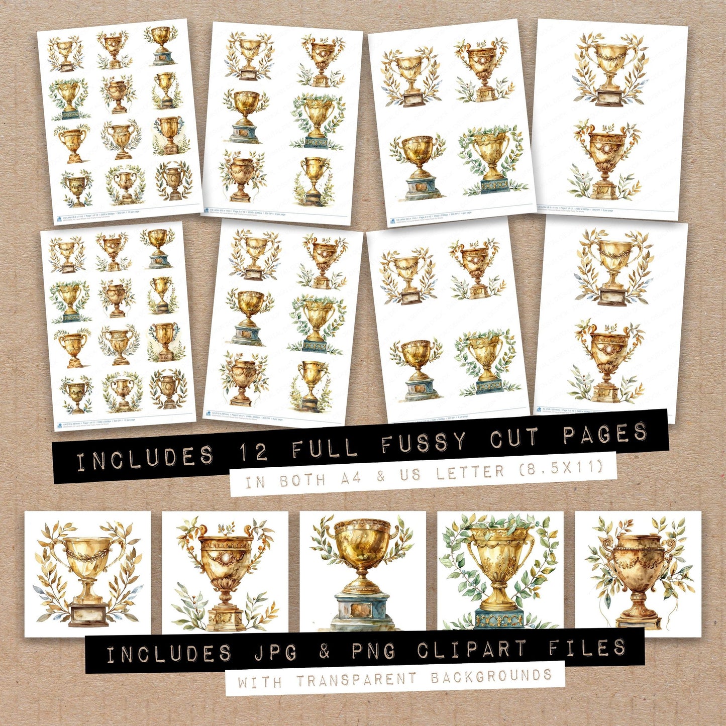 Laurel Wreath Gold Trophy Fussy Cut Sheets (DDD010325)