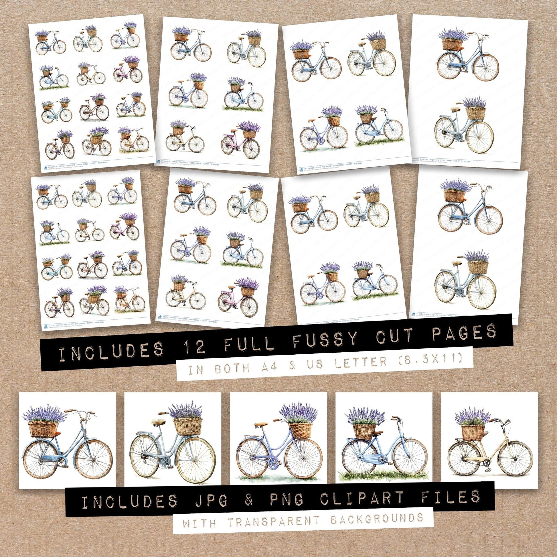 DDD010326_FC Lavender Basket Bicycle Fussy Cut Sheets