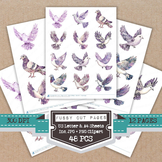 DDD010327_FC Lavender Dove Swirl Fussy Cut Sheets