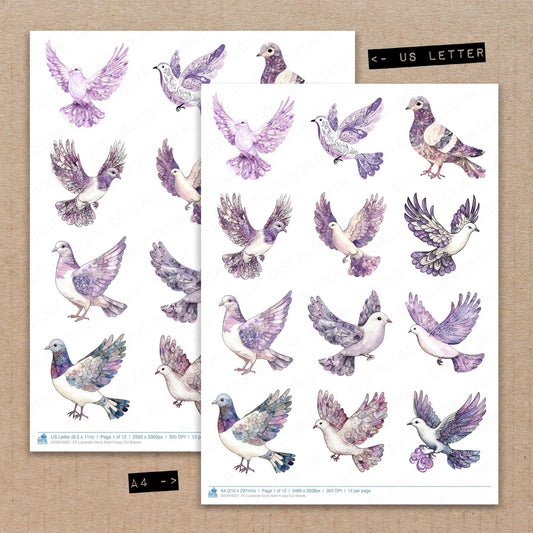 DDD010327_FC Lavender Dove Swirl Fussy Cut Sheets