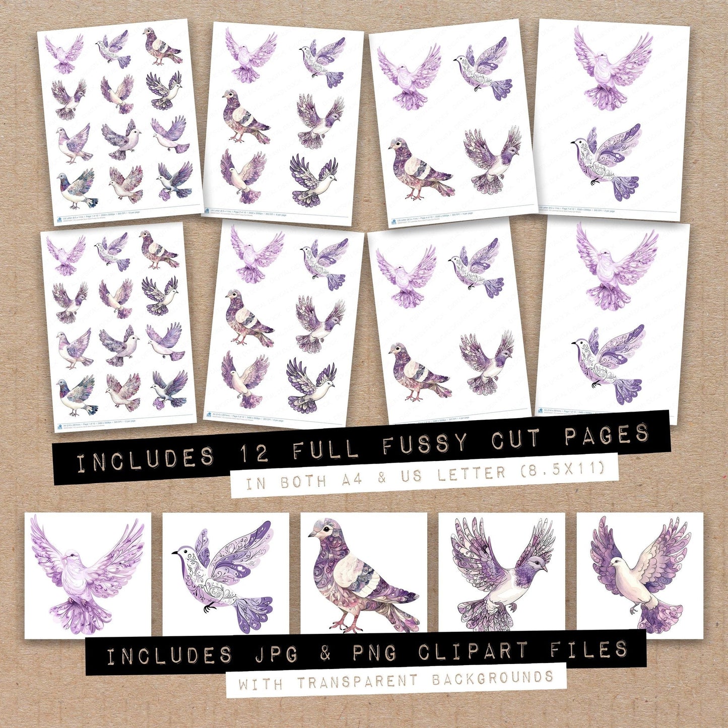 DDD010327_FC Lavender Dove Swirl Fussy Cut Sheets