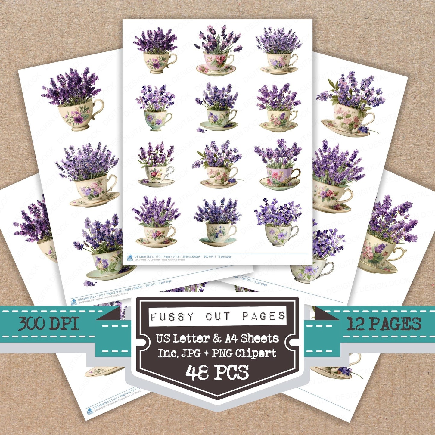 DDD010328_FC Lavender Teacup Fussy Cut Sheets