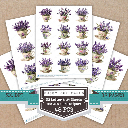 DDD010328_FC Lavender Teacup Fussy Cut Sheets