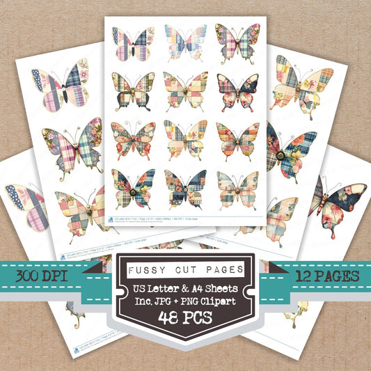 DDD010329_FC Layered Fabric Butterfly Fussy Cut Sheets