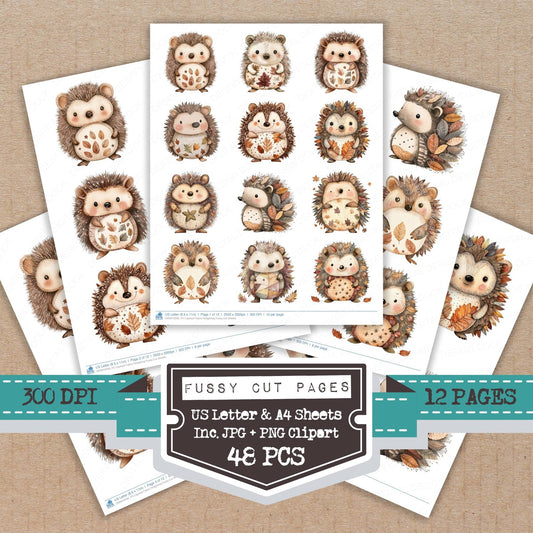 DDD010330_FC Layered Fabric Hedgehog Fussy Cut Sheets