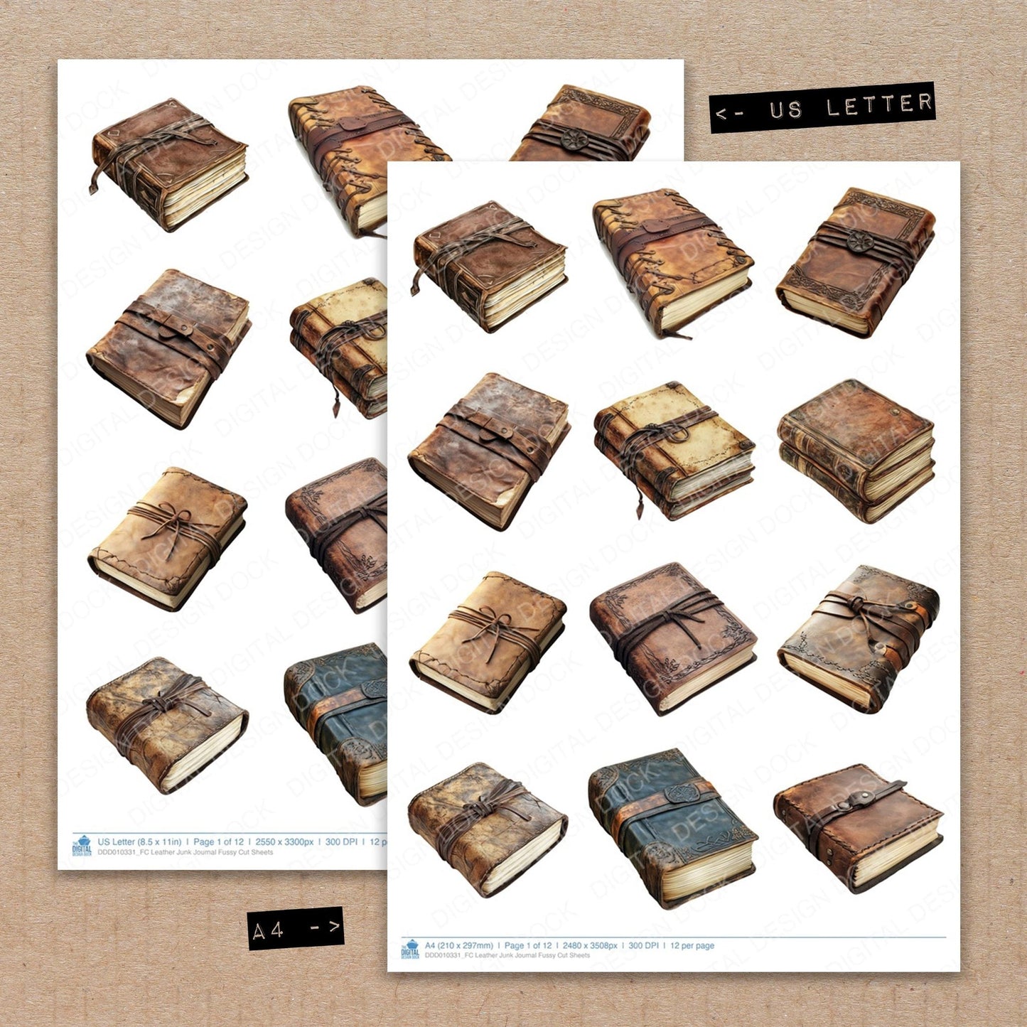 DDD010331_FC Leather Junk Journal Fussy Cut Sheets