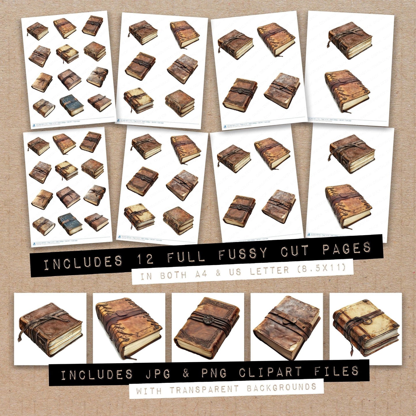 DDD010331_FC Leather Junk Journal Fussy Cut Sheets