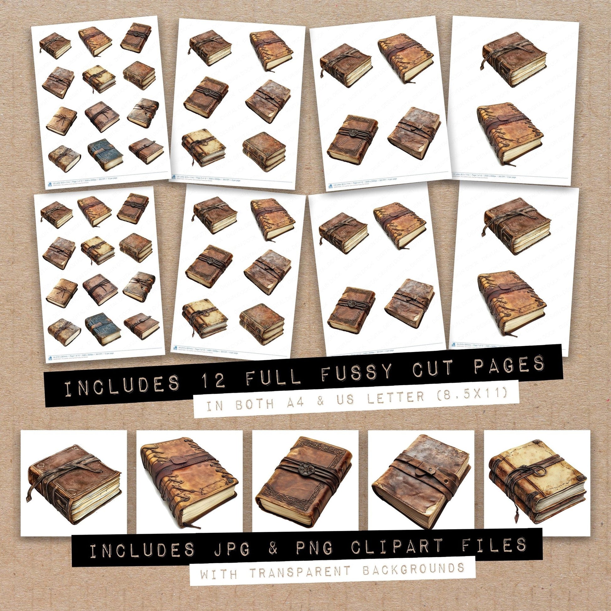 DDD010331_FC Leather Junk Journal Fussy Cut Sheets