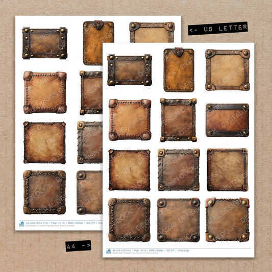 DDD010332_FC Leather Tag Sign Set A Fussy Cut Sheets