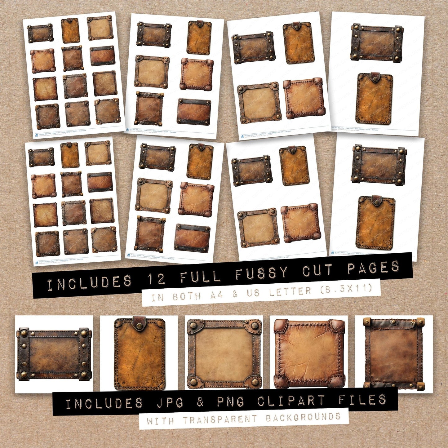 DDD010332_FC Leather Tag Sign Set A Fussy Cut Sheets