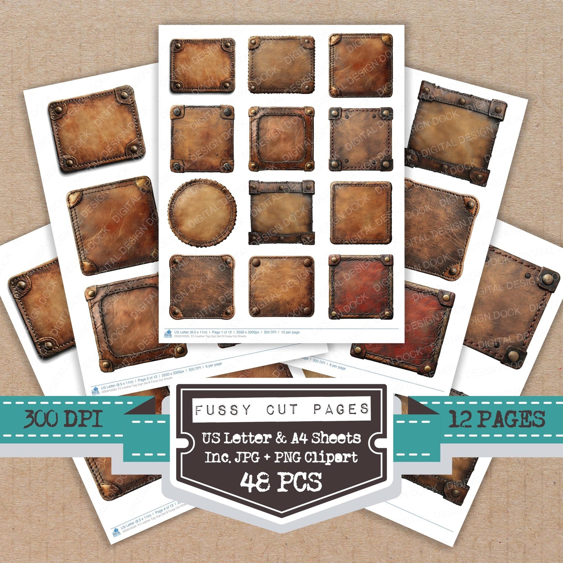 DDD010333_FC Leather Tag Sign Set B Fussy Cut Sheets