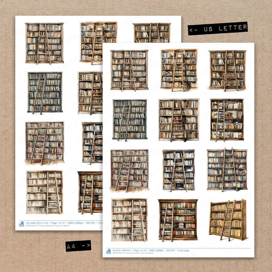 DDD010335_FC Library Bookshelf Fussy Cut Sheets