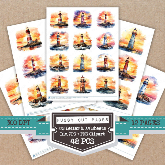 DDD010337_FC Lighthouse at Sunset Fussy Cut Sheets