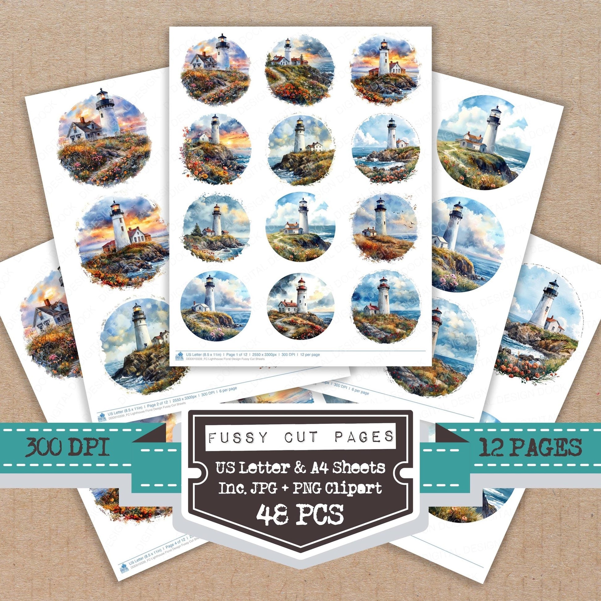 DDD010339_FC Lighthouse Floral Design Fussy Cut Sheets