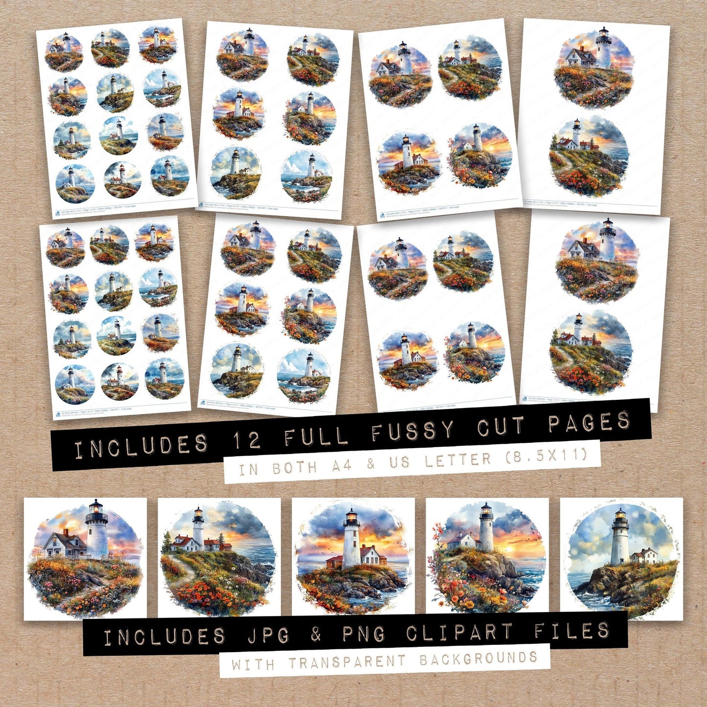 DDD010339_FC Lighthouse Floral Design Fussy Cut Sheets