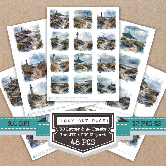 DDD010340_FC Lighthouse over the Sand Dunes Fussy Cut Sheets