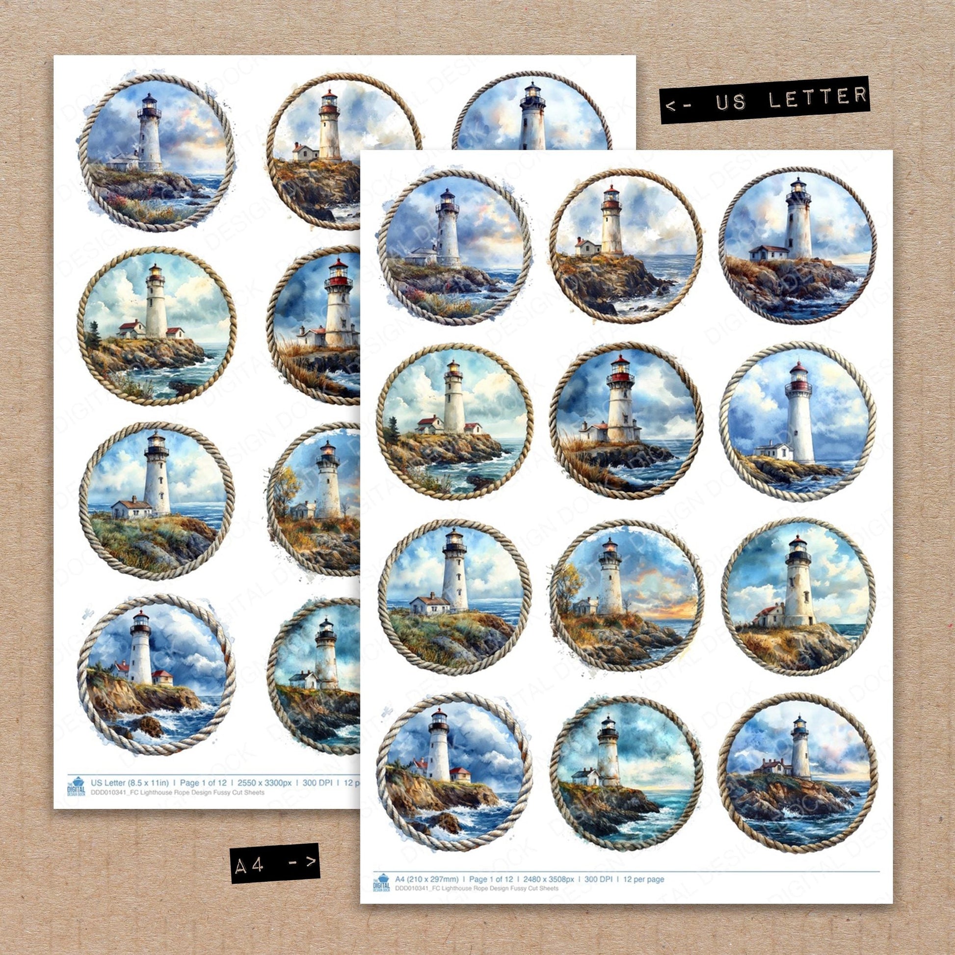 DDD010341_FC Lighthouse Rope Design Fussy Cut Sheets