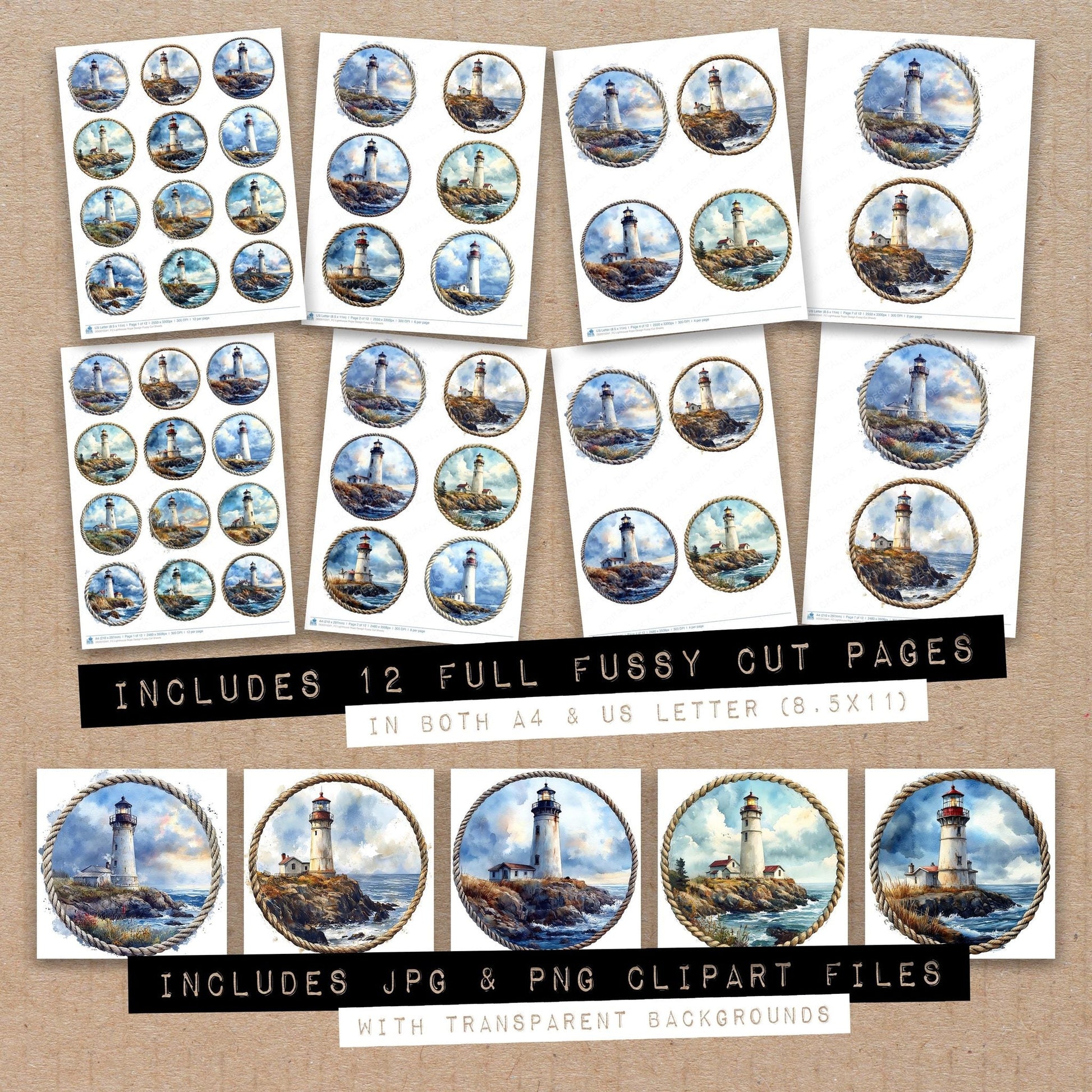 DDD010341_FC Lighthouse Rope Design Fussy Cut Sheets