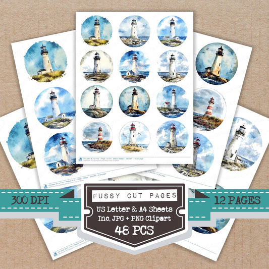 DDD010342_FC Lighthouse Round Design Fussy Cut Sheets