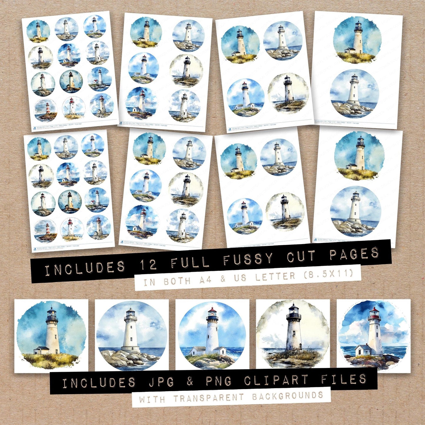 DDD010342_FC Lighthouse Round Design Fussy Cut Sheets