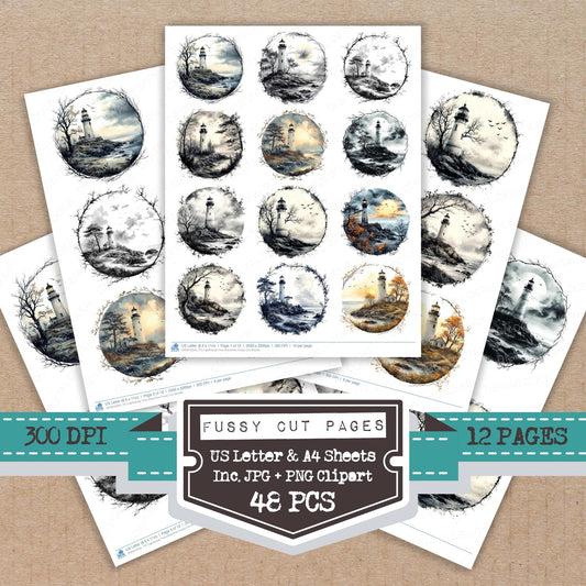 DDD010345_FC Lighthouse Tree Branches Fussy Cut Sheets