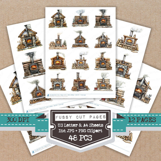 Log Burner Fire Fussy Cut Sheets (DDD010355)