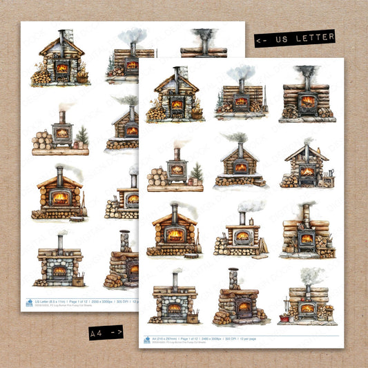 Log Burner Fire Fussy Cut Sheets (DDD010355)