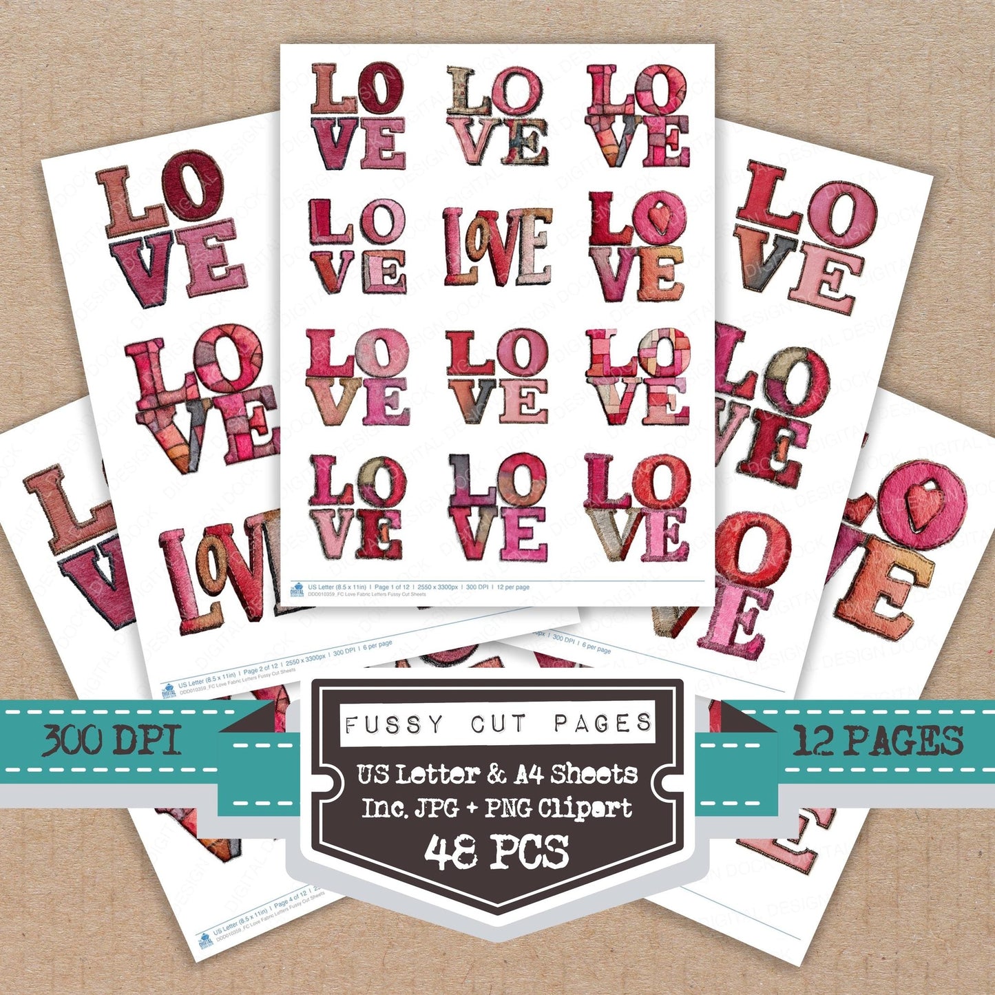 DDD010359_FC Love Fabric Letters Fussy Cut Sheets