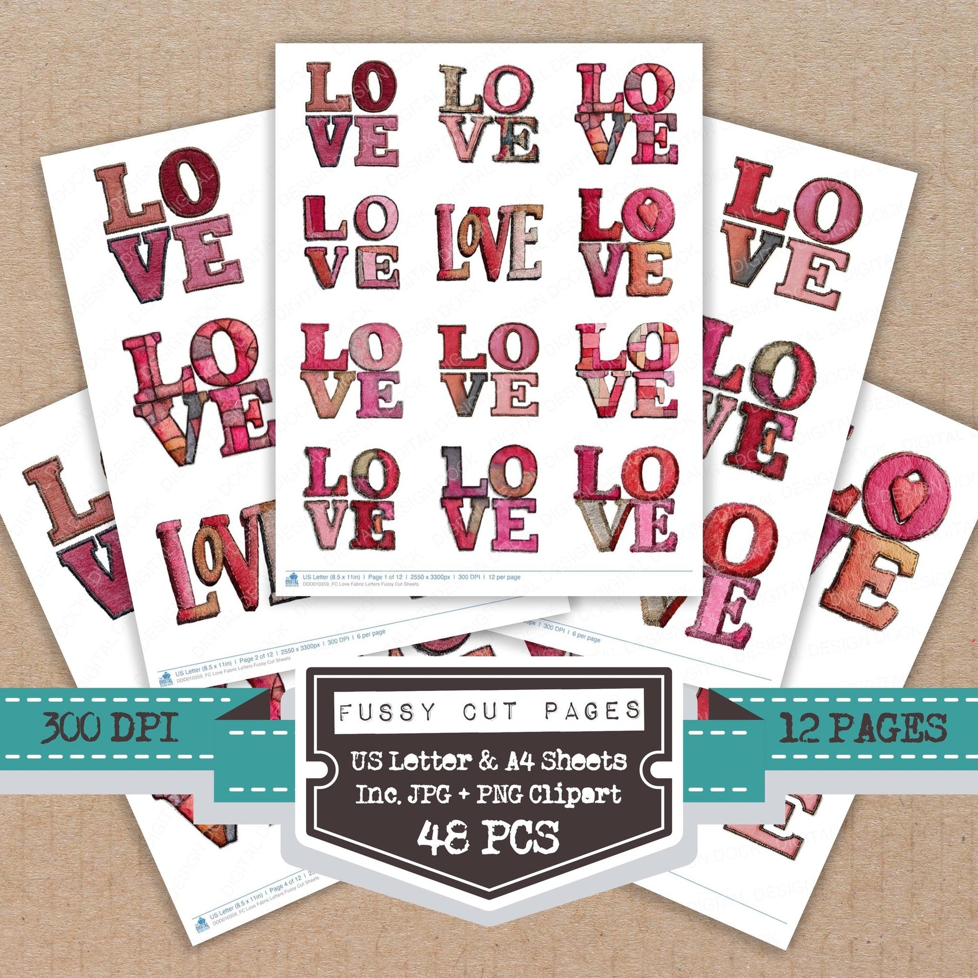 DDD010359_FC Love Fabric Letters Fussy Cut Sheets