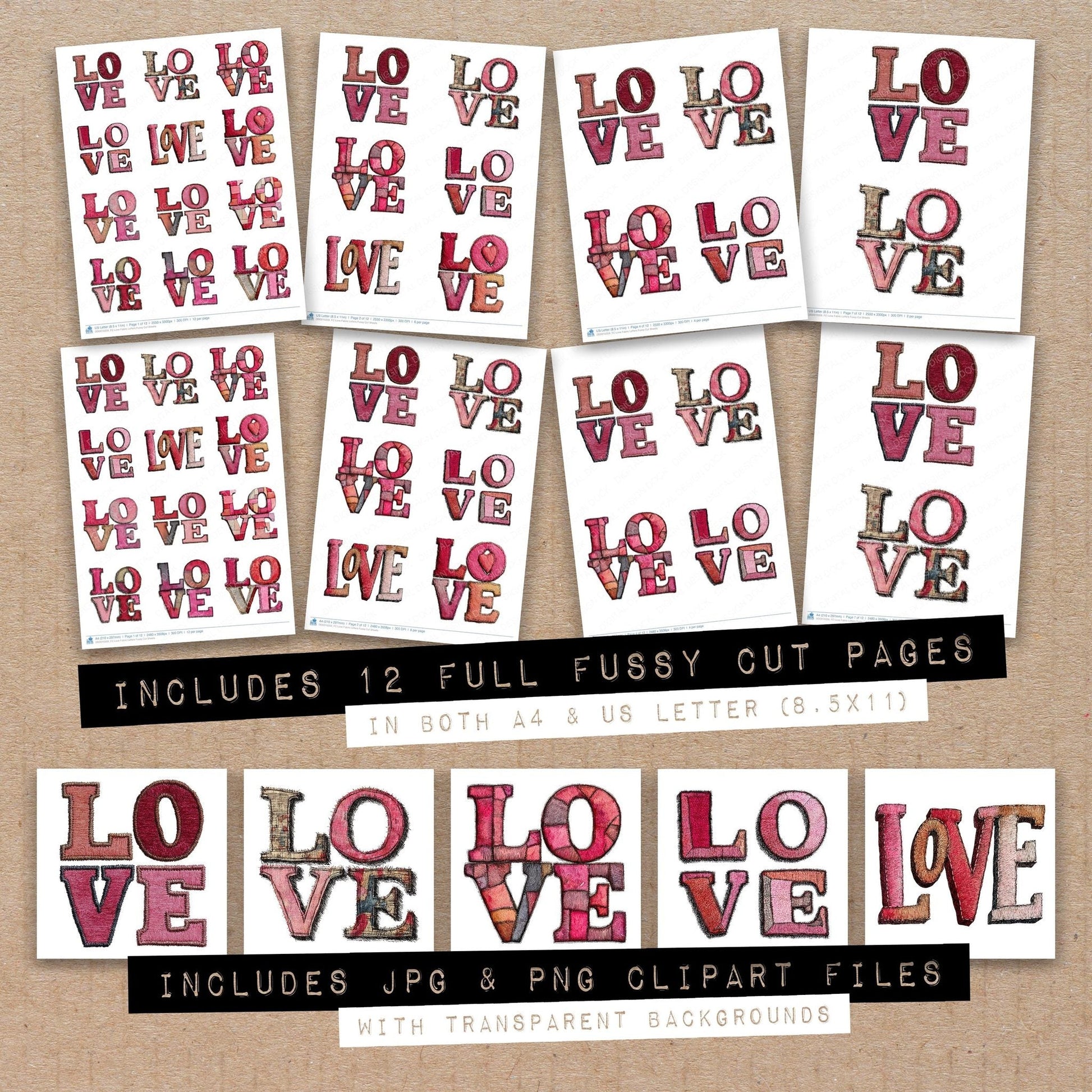 DDD010359_FC Love Fabric Letters Fussy Cut Sheets