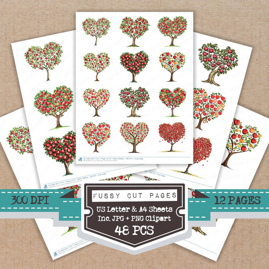 DDD010360_FC Love Heart Apple Tree Fussy Cut Sheets