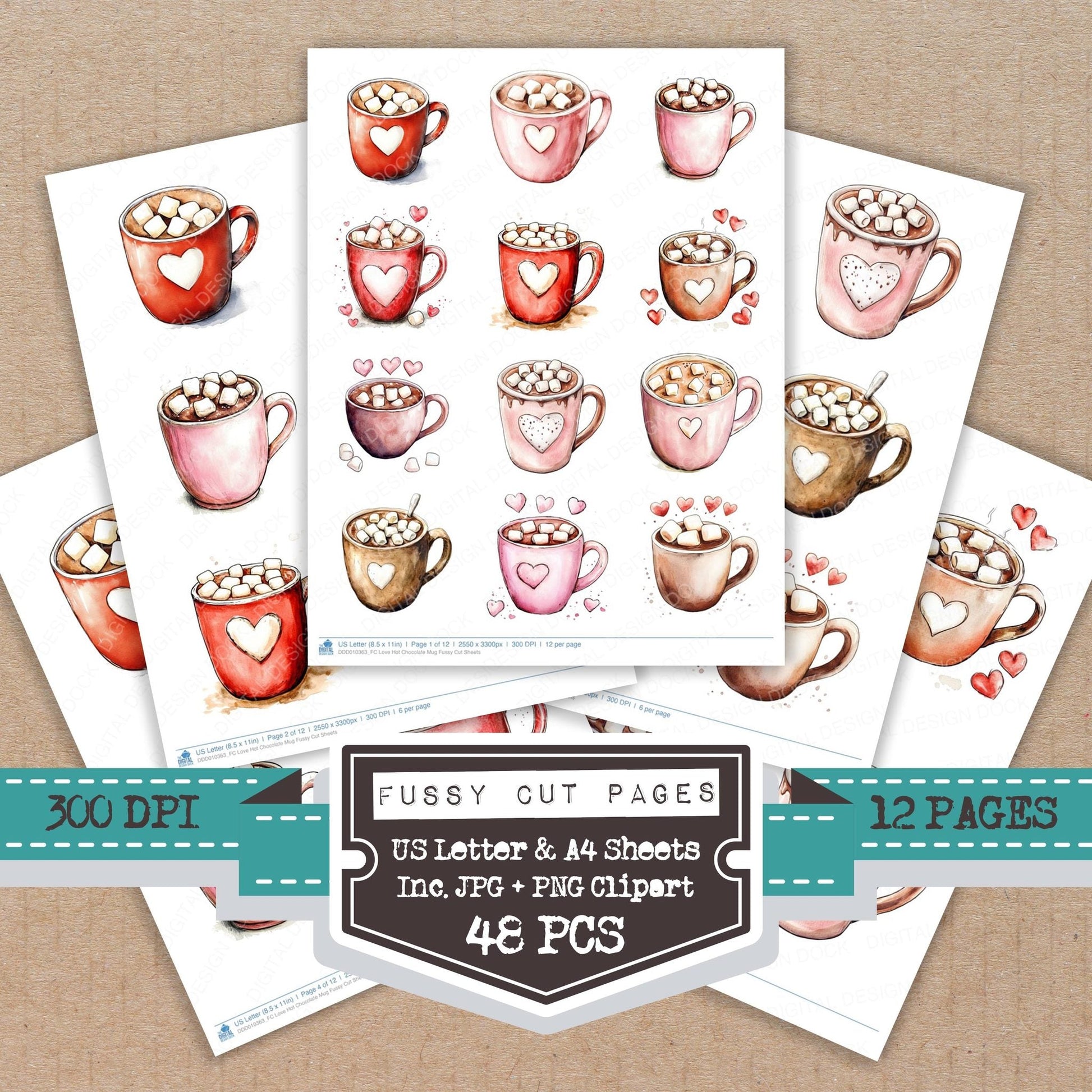 DDD010363_FC Love Hot Chocolate Mug Fussy Cut Sheets