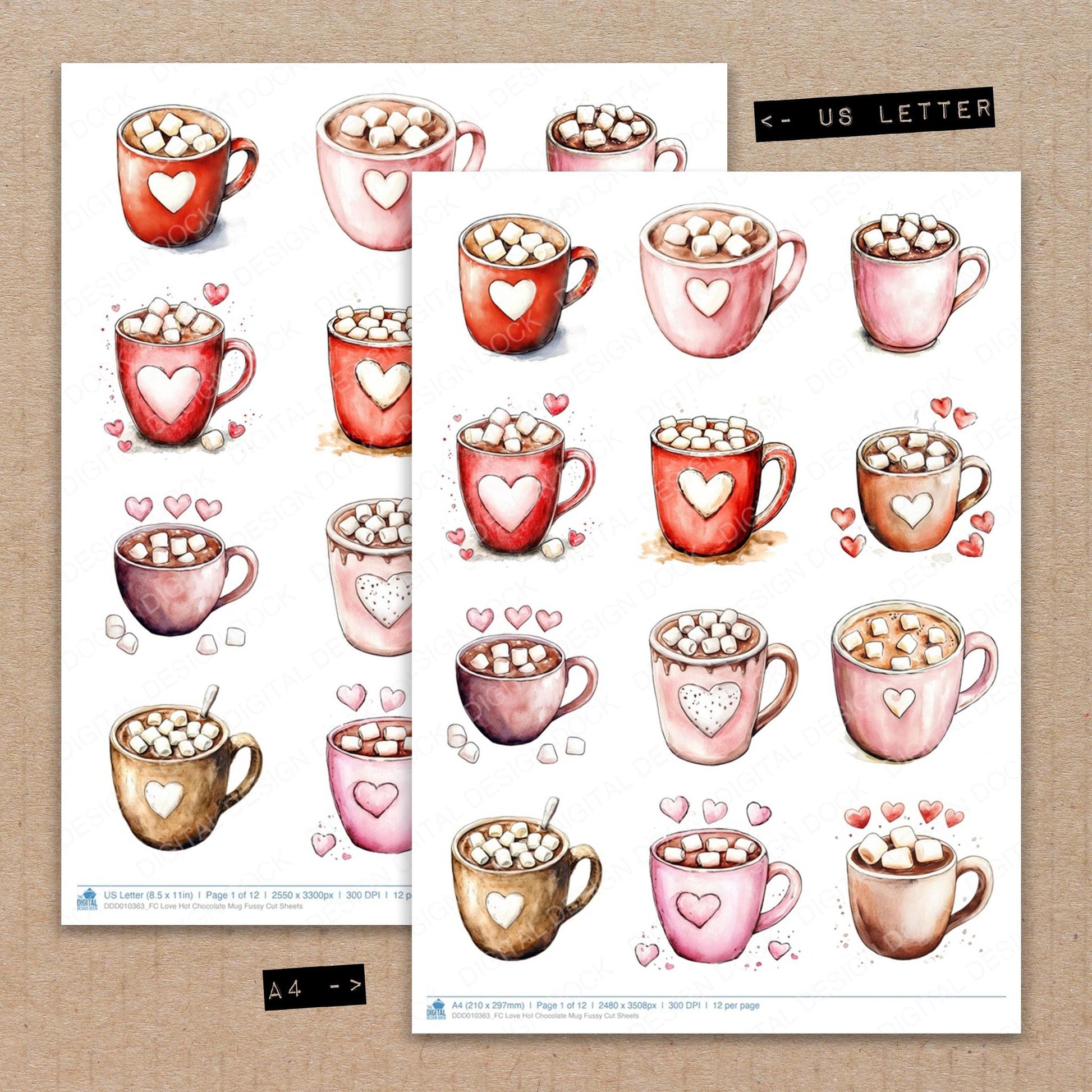 DDD010363_FC Love Hot Chocolate Mug Fussy Cut Sheets