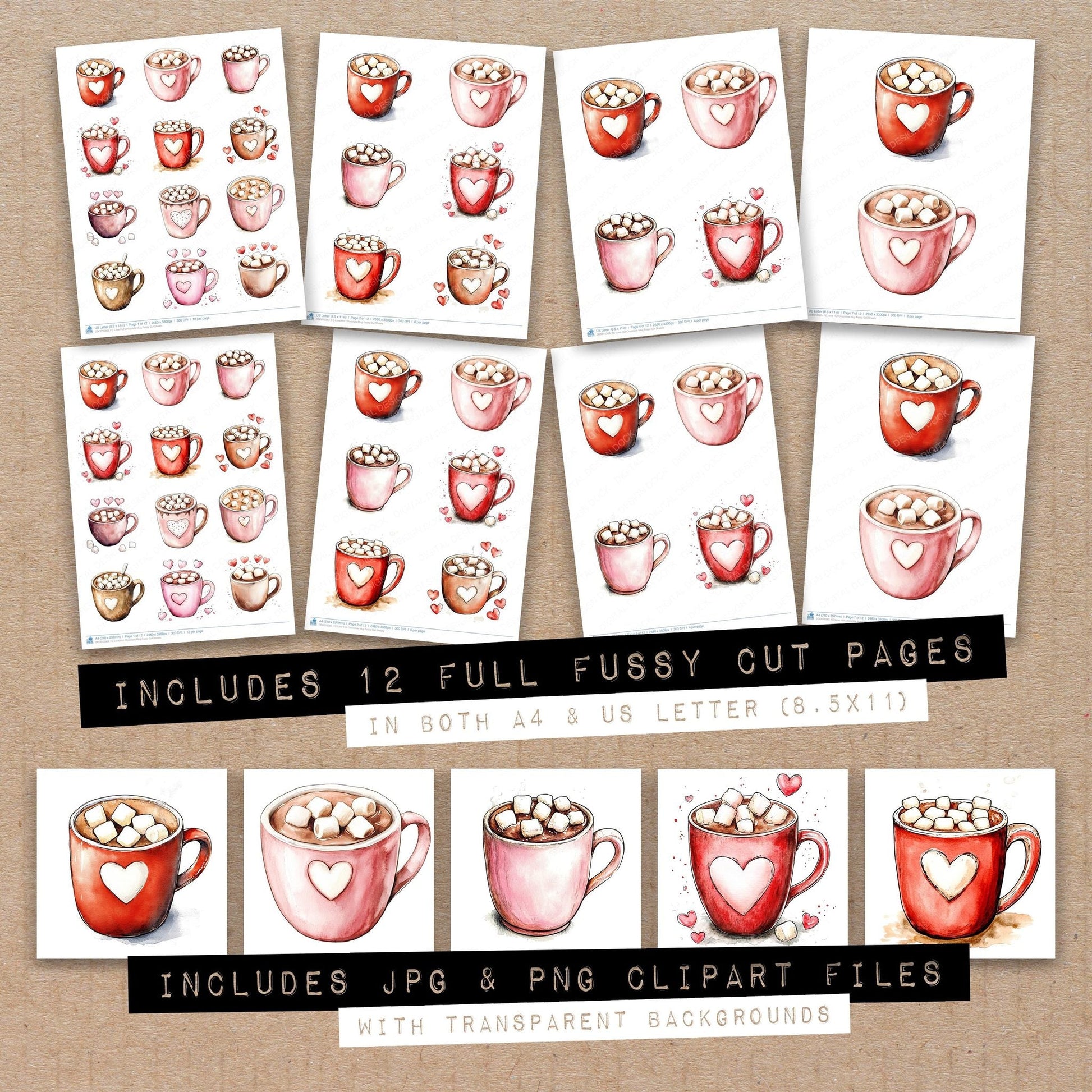 DDD010363_FC Love Hot Chocolate Mug Fussy Cut Sheets
