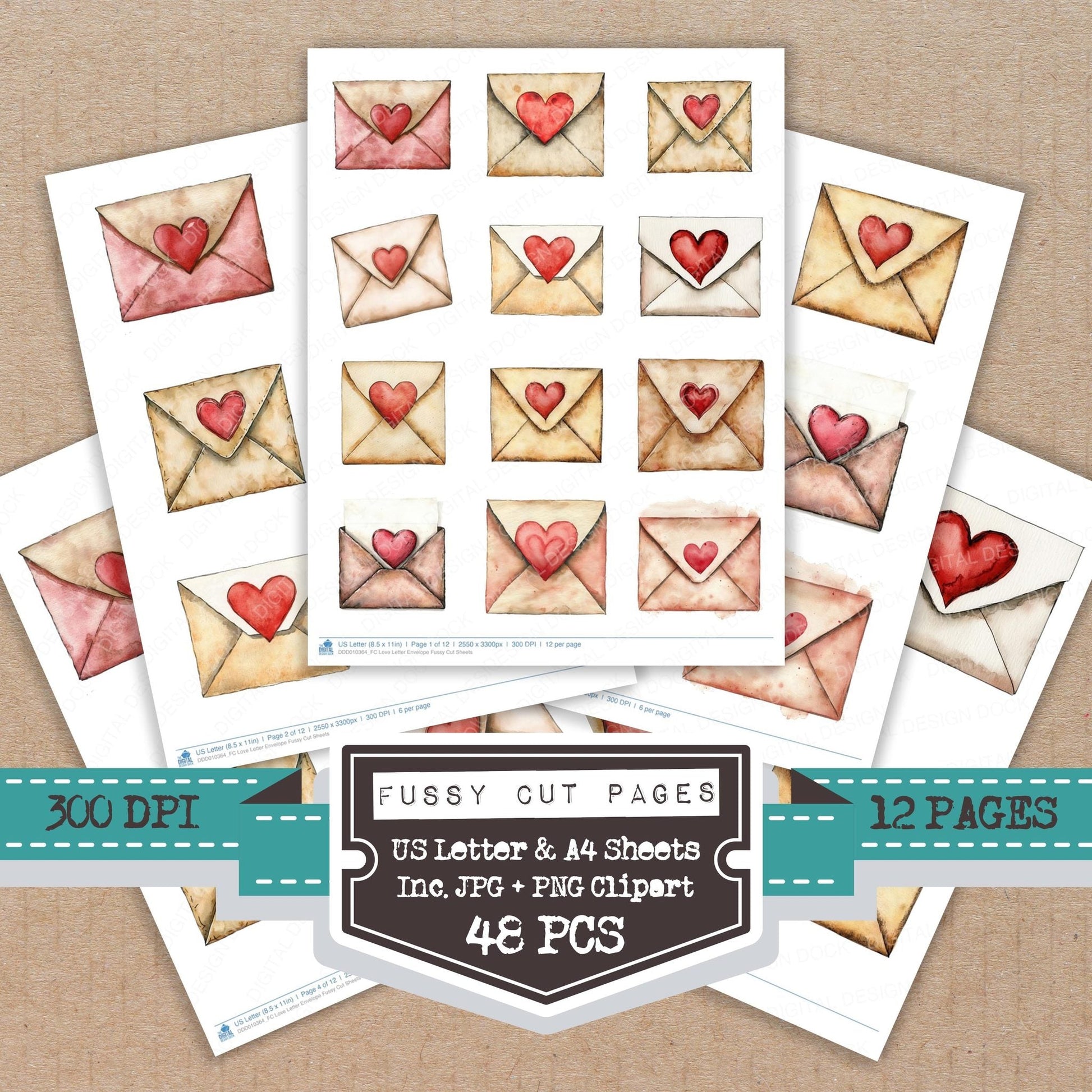 DDD010364_FC Love Letter Envelope Fussy Cut Sheets
