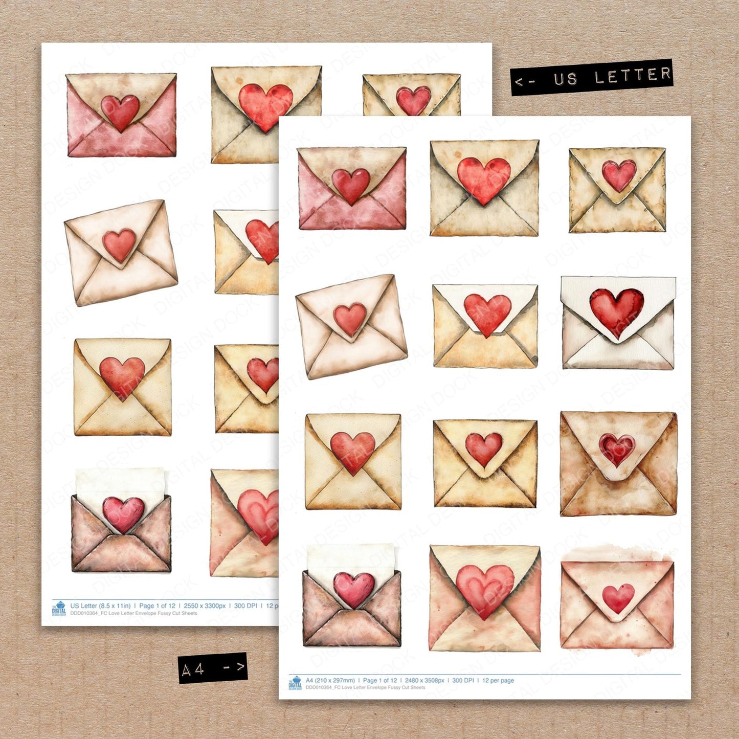 DDD010364_FC Love Letter Envelope Fussy Cut Sheets
