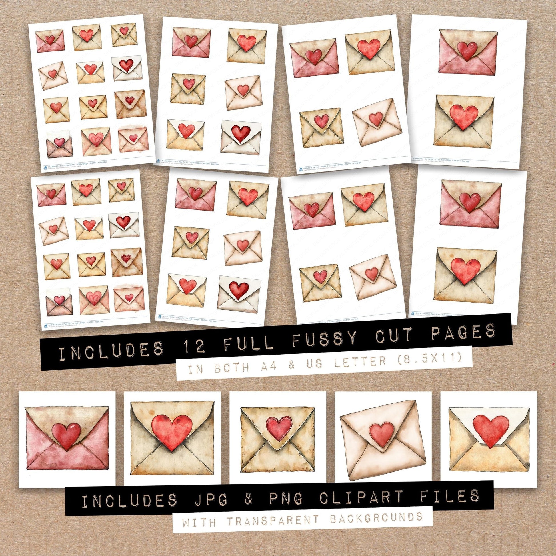 DDD010364_FC Love Letter Envelope Fussy Cut Sheets