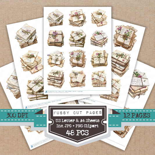 DDD010365_FC Love Letters with Flowers Fussy Cut Sheets