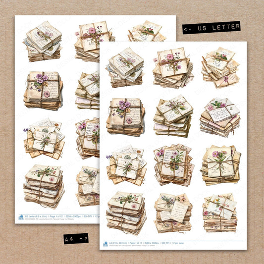 DDD010365_FC Love Letters with Flowers Fussy Cut Sheets