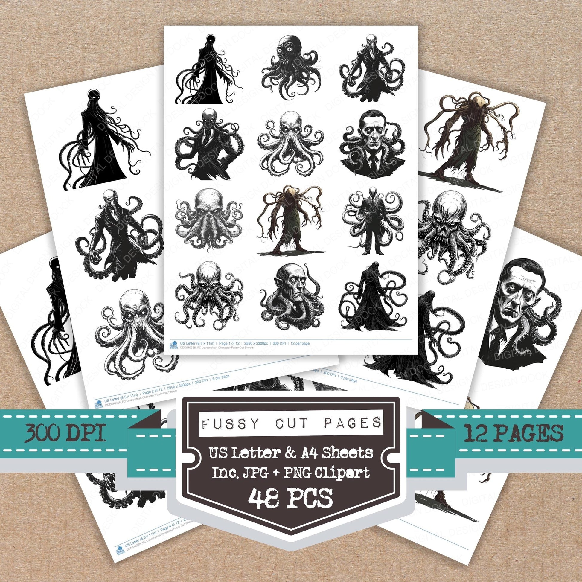 DDD010368_FC Lovecraftian Character Fussy Cut Sheets