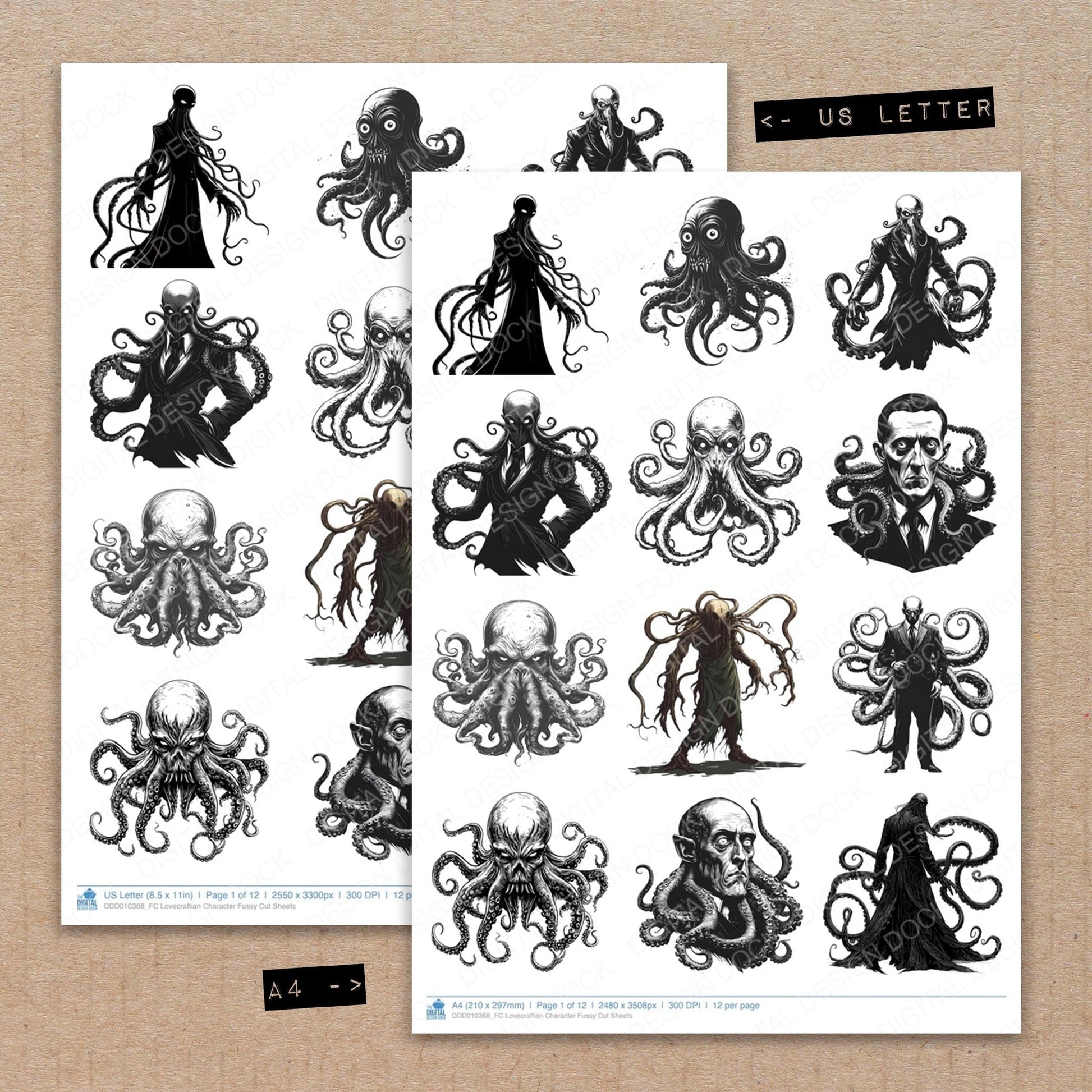 DDD010368_FC Lovecraftian Character Fussy Cut Sheets