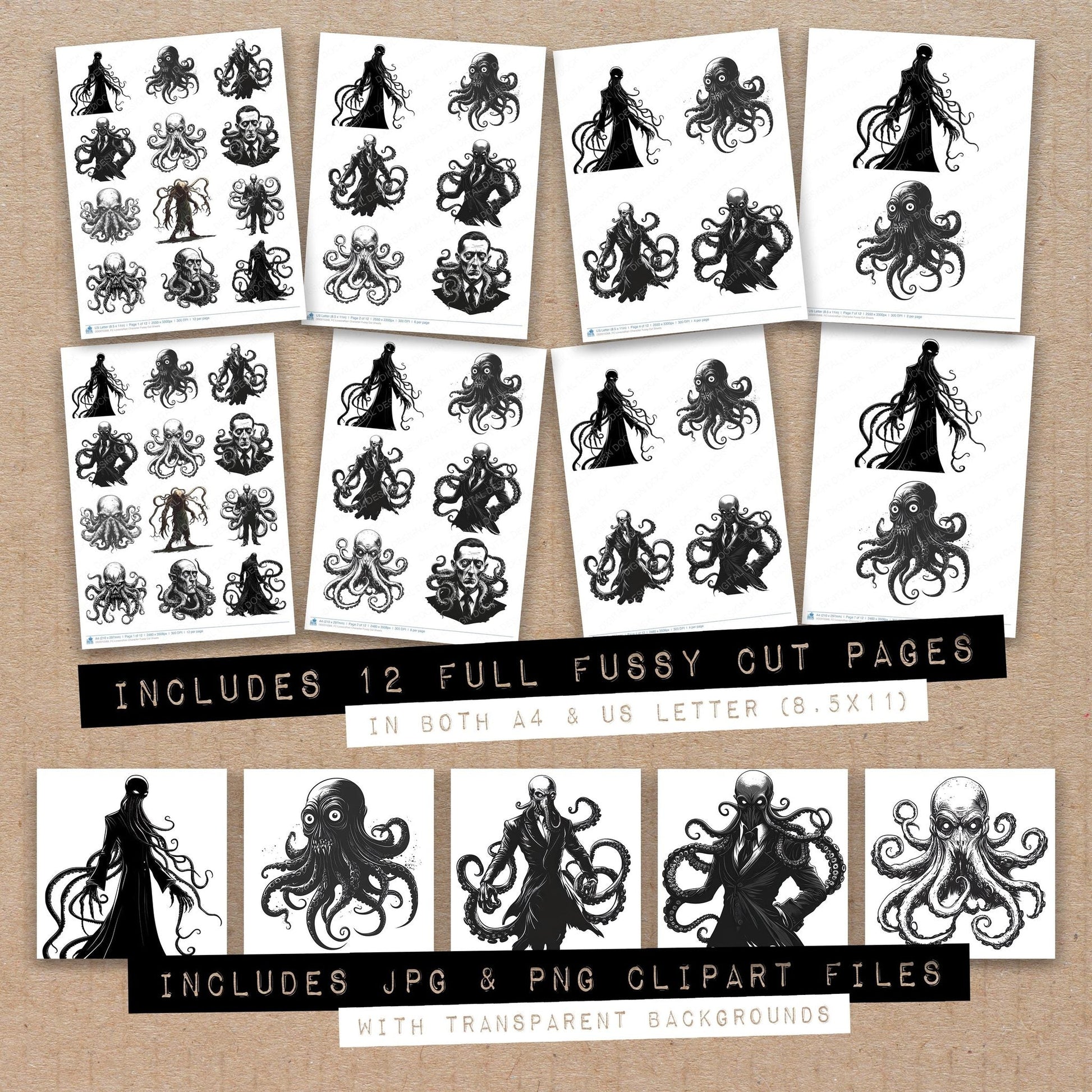 DDD010368_FC Lovecraftian Character Fussy Cut Sheets