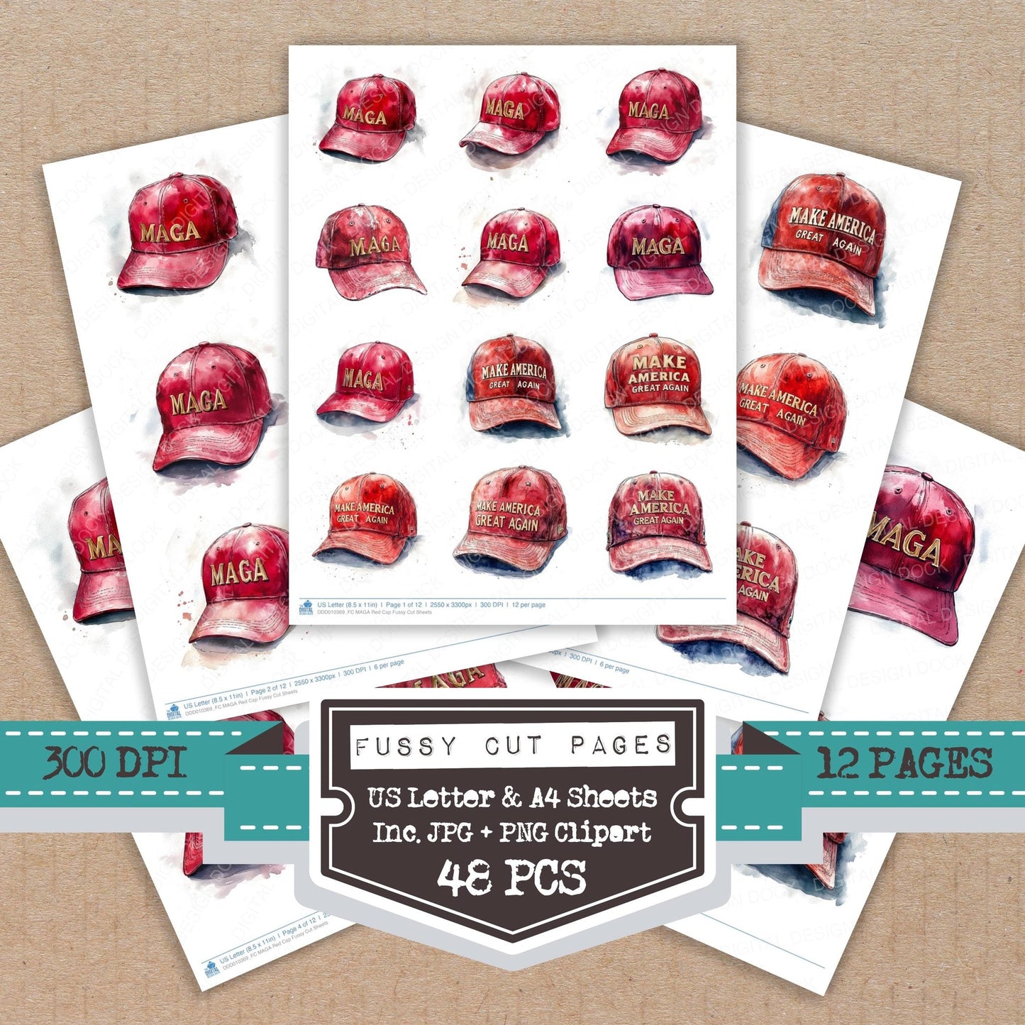 DDD010369_FC MAGA Red Cap Fussy Cut Sheets
