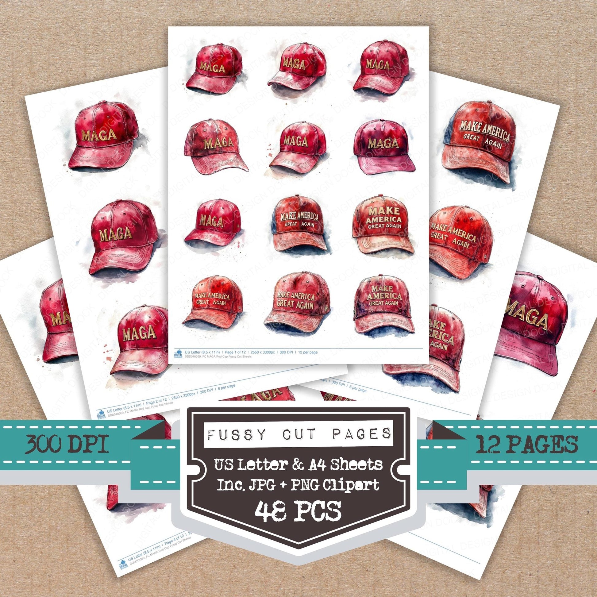 DDD010369_FC MAGA Red Cap Fussy Cut Sheets