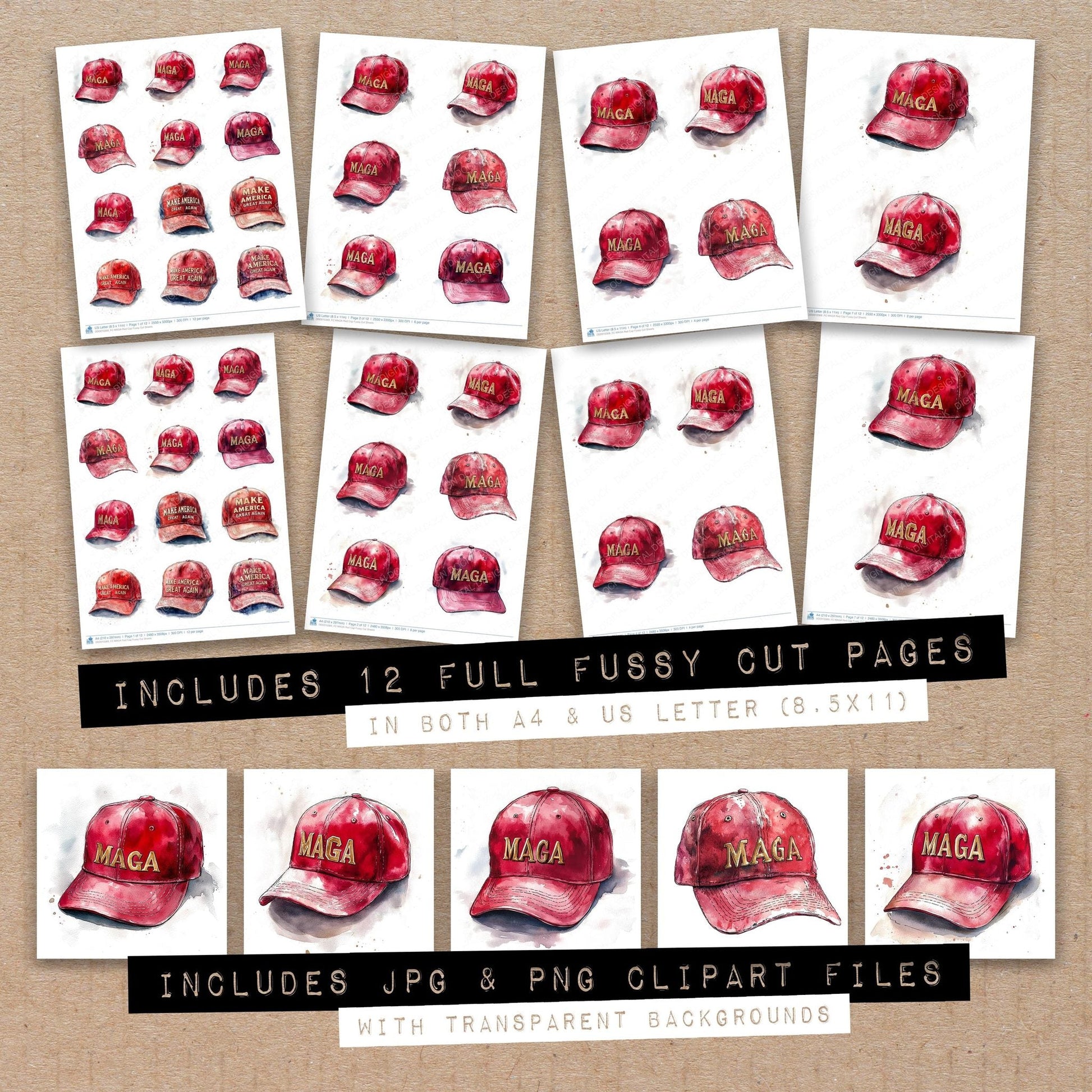 DDD010369_FC MAGA Red Cap Fussy Cut Sheets