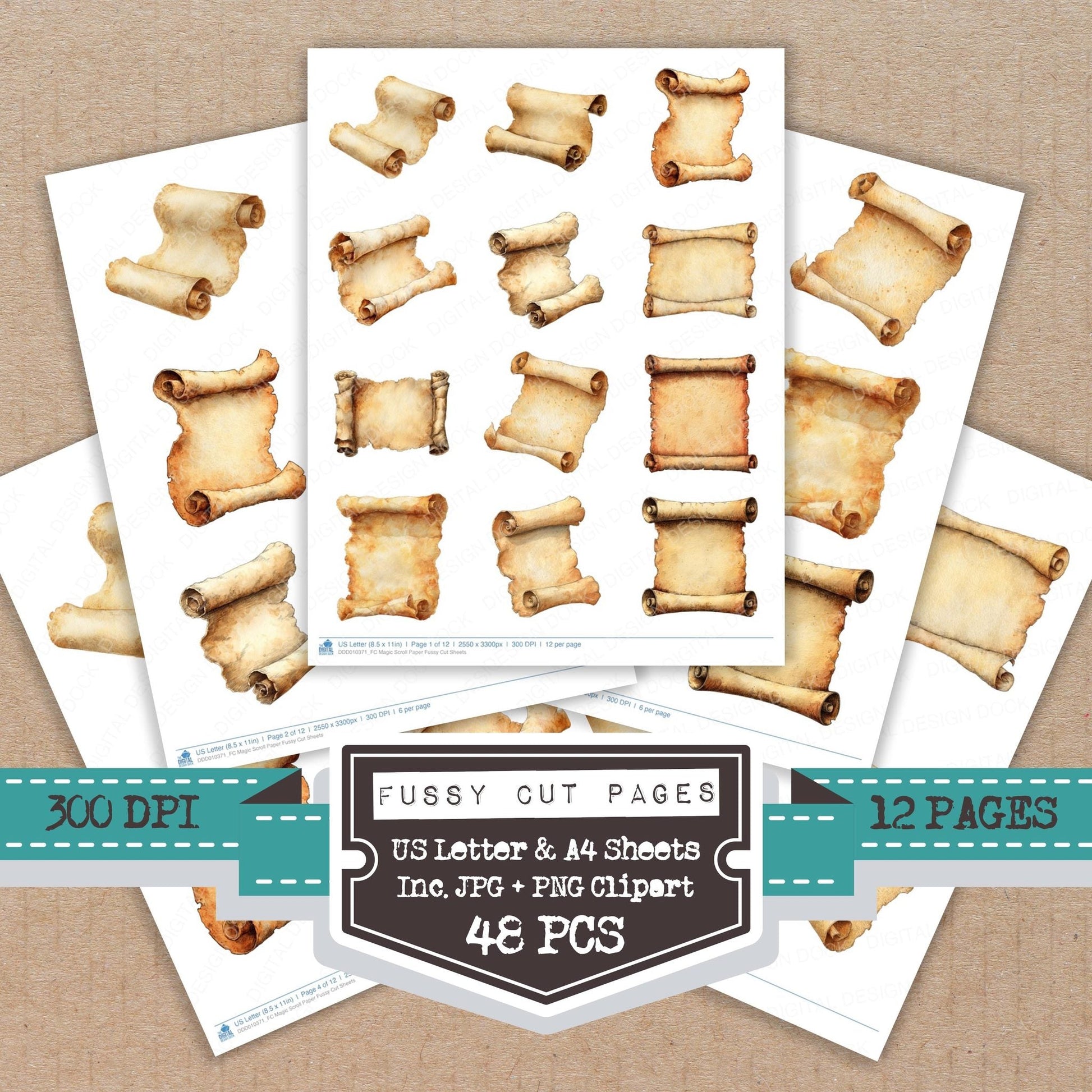 DDD010371_FC Magic Scroll Paper Fussy Cut Sheets
